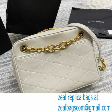 Saint Laurent Le Maillon Small Chain Bag in Quilted Lambskin 669308 White - Click Image to Close