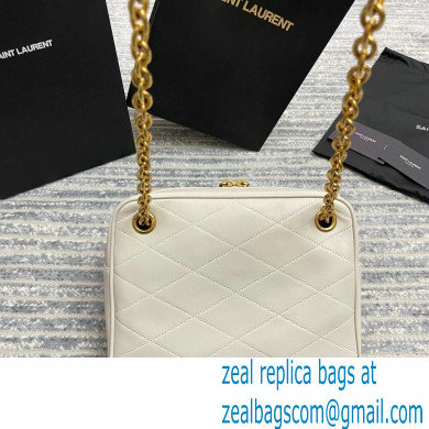 Saint Laurent Le Maillon Small Chain Bag in Quilted Lambskin 669308 White - Click Image to Close