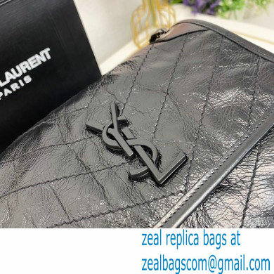 Saint Laurent Niki Baby Bag in Crinkled Vintage Leather 633160 Black