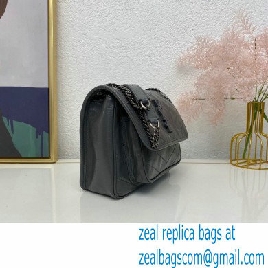 Saint Laurent Niki Baby Bag in Crinkled Vintage Leather 633160 Dark Gray - Click Image to Close