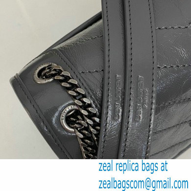 Saint Laurent Niki Baby Bag in Crinkled Vintage Leather 633160 Dark Gray - Click Image to Close