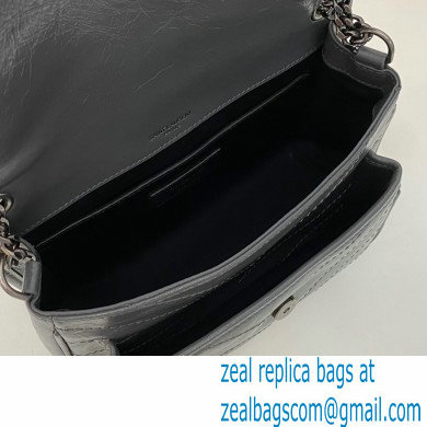 Saint Laurent Niki Baby Bag in Crinkled Vintage Leather 633160 Dark Gray - Click Image to Close