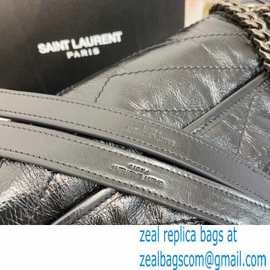 Saint Laurent Niki Medium Bag in Crinkled Vintage Leather 633158 Black