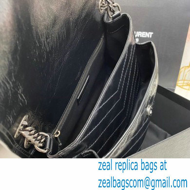 Saint Laurent Niki Medium Bag in Crinkled Vintage Leather 633158 Black - Click Image to Close