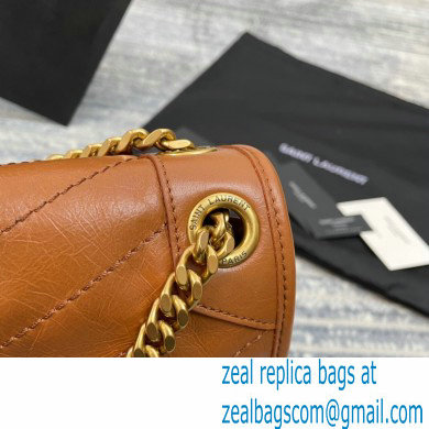 Saint Laurent Niki Medium Bag in Crinkled Vintage Leather 633158 Brown