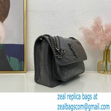 Saint Laurent Niki Medium Bag in Crinkled Vintage Leather 633158 Dark Gray - Click Image to Close