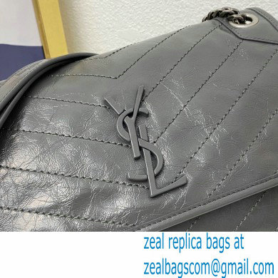 Saint Laurent Niki Medium Bag in Crinkled Vintage Leather 633158 Dark Gray