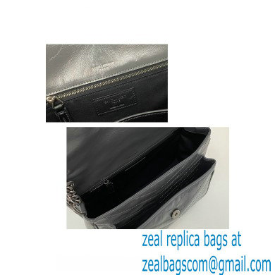 Saint Laurent Niki Medium Bag in Crinkled Vintage Leather 633158 Dark Gray