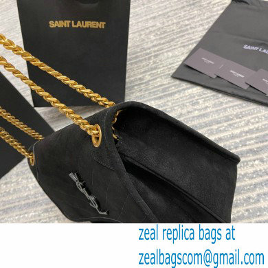 Saint Laurent Niki Medium Bag in Suede Leather 633158 Black/Gold