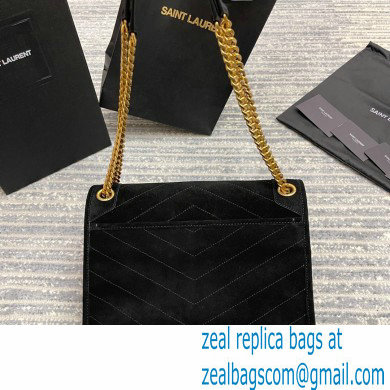 Saint Laurent Niki Medium Bag in Suede Leather 633158 Black/Gold