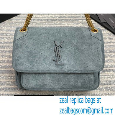 Saint Laurent Niki Medium Bag in Suede Leather 633158 Gray