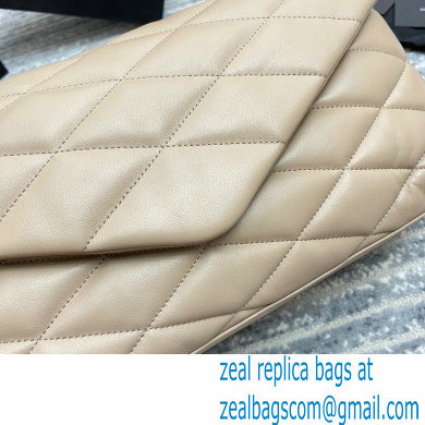 Saint Laurent Sade Puffer Envelope Clutch Bag in Quilted Leather 655004 Beige