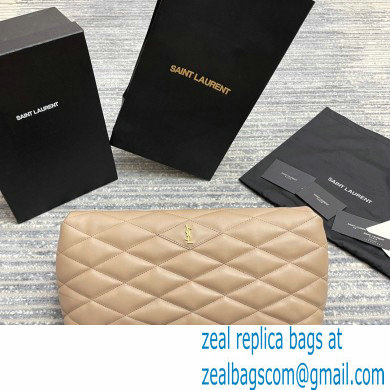 Saint Laurent Sade Puffer Envelope Clutch Bag in Quilted Leather 655004 Beige