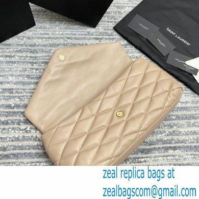 Saint Laurent Sade Puffer Envelope Clutch Bag in Quilted Leather 655004 Beige