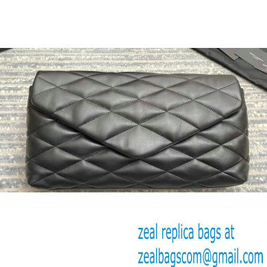 Saint Laurent Sade Puffer Envelope Clutch Bag in Quilted Leather 655004 Black - Click Image to Close