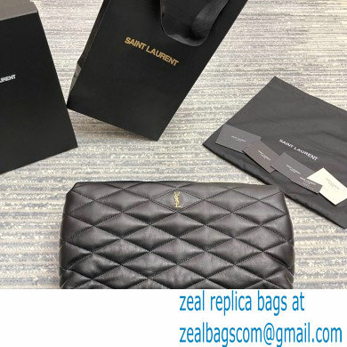 Saint Laurent Sade Puffer Envelope Clutch Bag in Quilted Leather 655004 Black