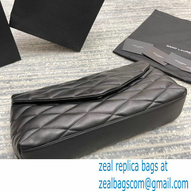 Saint Laurent Sade Puffer Envelope Clutch Bag in Quilted Leather 655004 Black