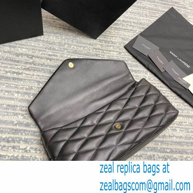 Saint Laurent Sade Puffer Envelope Clutch Bag in Quilted Leather 655004 Black - Click Image to Close