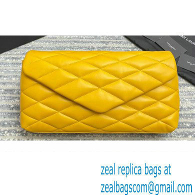 Saint Laurent Sade Puffer Envelope Clutch Bag in Quilted Leather 655004 Yellow - Click Image to Close