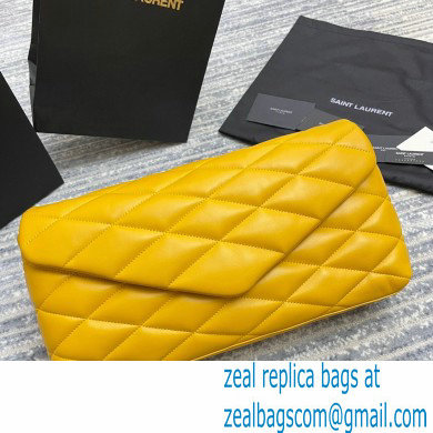 Saint Laurent Sade Puffer Envelope Clutch Bag in Quilted Leather 655004 Yellow