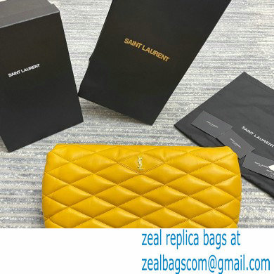 Saint Laurent Sade Puffer Envelope Clutch Bag in Quilted Leather 655004 Yellow