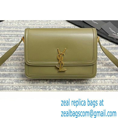 Saint Laurent Solferino Medium Satchel Bag In Box Leather 634305 Olive Green