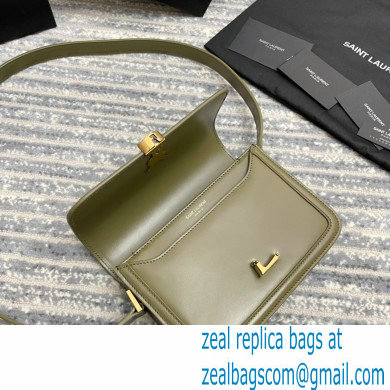 Saint Laurent Solferino Small Satchel Bag In Box Leather 634306 Olive Green