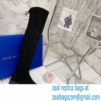 Stuart Weitzman suede Leather Boot with 2.5CM Heel black