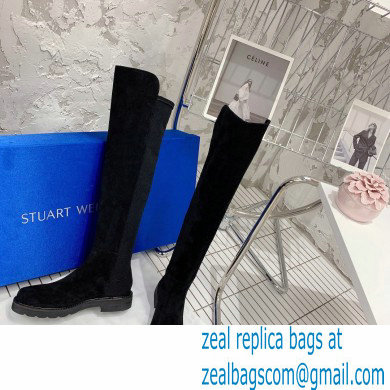 Stuart Weitzman suede Leather Boot with 3.5CM Heel black