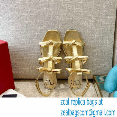 Valentino French Bows Kidskin Flat Sandals Gold 2021
