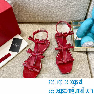 Valentino French Bows Kidskin Flat Sandals Red 2021