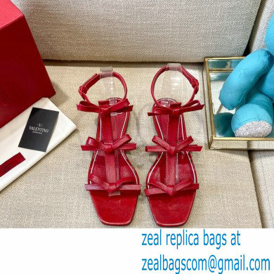 Valentino French Bows Kidskin Flat Sandals Red 2021
