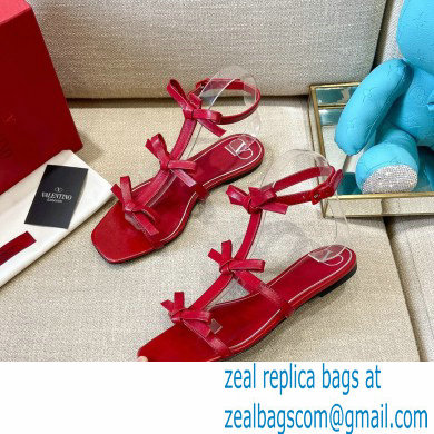 Valentino French Bows Kidskin Flat Sandals Red 2021