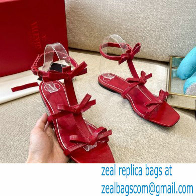 Valentino French Bows Kidskin Flat Sandals Red 2021