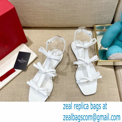 Valentino French Bows Kidskin Flat Sandals White 2021
