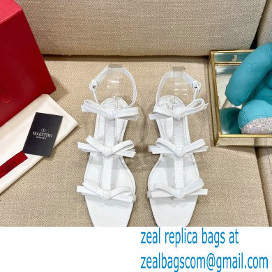 Valentino French Bows Kidskin Flat Sandals White 2021