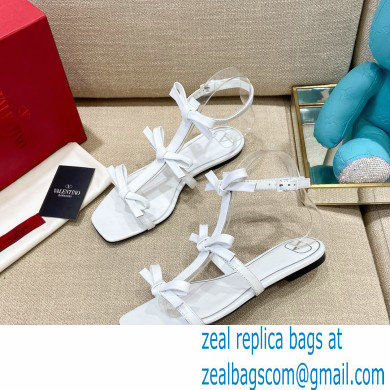 Valentino French Bows Kidskin Flat Sandals White 2021