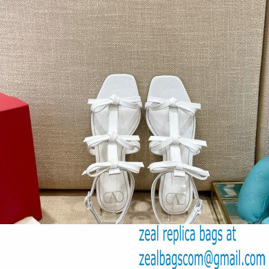Valentino French Bows Kidskin Flat Sandals White 2021