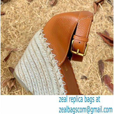 Valentino Leather VLogo Wedge Espadrilles Brown