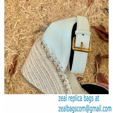 Valentino Leather VLogo Wedge Espadrilles White