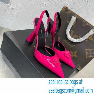 Versace Heel 11cm La Medusa Sling-back Pumps Patent Fuchsia 2021