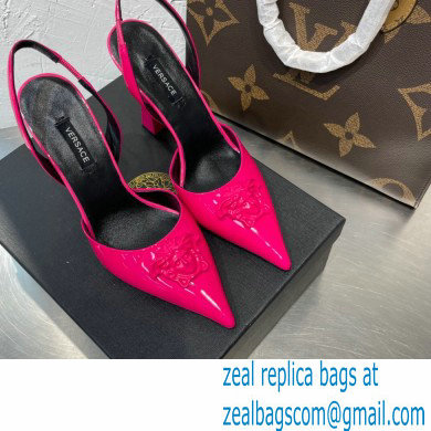 Versace Heel 11cm La Medusa Sling-back Pumps Patent Fuchsia 2021