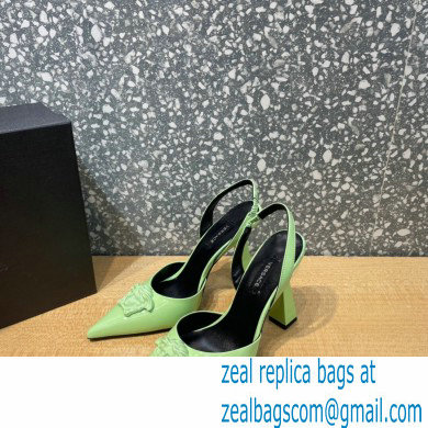 Versace Heel 11cm La Medusa Sling-back Pumps Patent Light Green 2021 - Click Image to Close