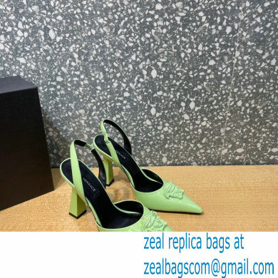 Versace Heel 11cm La Medusa Sling-back Pumps Patent Light Green 2021 - Click Image to Close