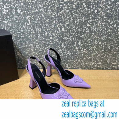 Versace Heel 11cm La Medusa Sling-back Pumps Patent Lilac 2021