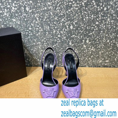 Versace Heel 11cm La Medusa Sling-back Pumps Patent Lilac 2021