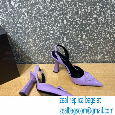 Versace Heel 11cm La Medusa Sling-back Pumps Patent Lilac 2021 - Click Image to Close