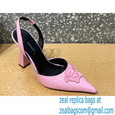 Versace Heel 11cm La Medusa Sling-back Pumps Patent Pink 2021