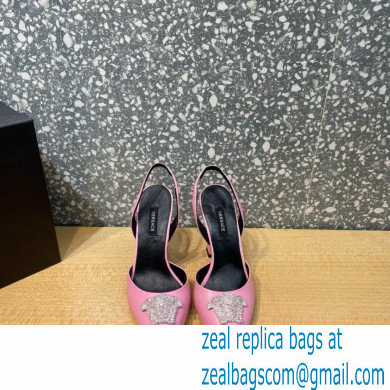 Versace Heel 11cm La Medusa Sling-back Pumps Pink/Crystal 2021 - Click Image to Close