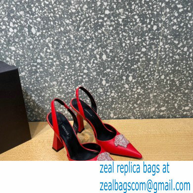 Versace Heel 11cm La Medusa Sling-back Pumps Red/Crystal 2021